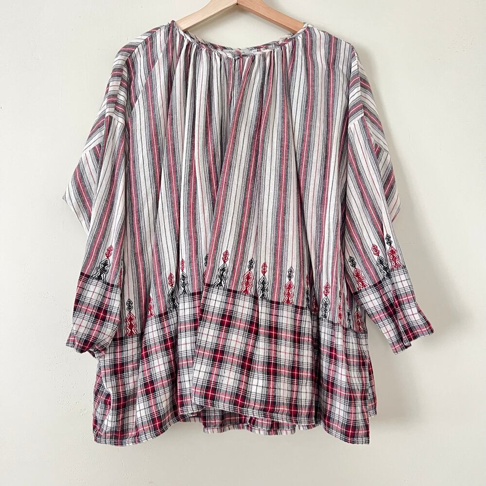 Mes Demoiselles Women's Blouse Top‎ Shirt Embroidered Peasant One Size